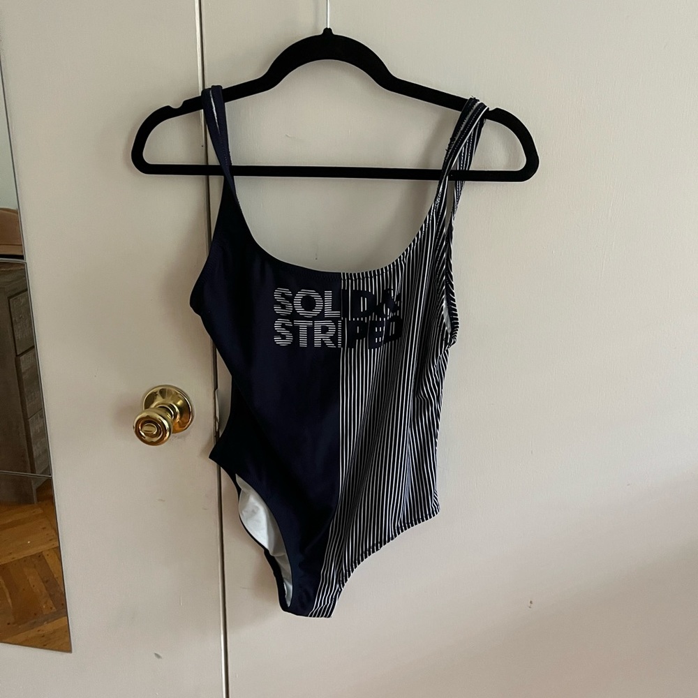 Solid and striped bathing suit